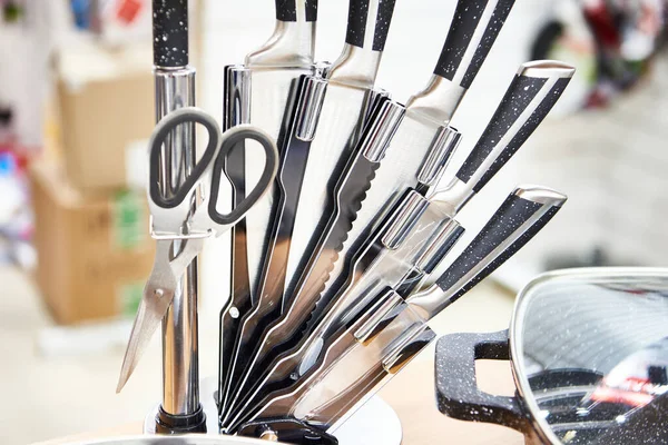 Stainless Steel Kitchen Knife Set Store — Fotografia de Stock