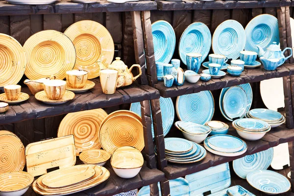 Stoviglie Ceramica Argilla Negozio — Foto Stock