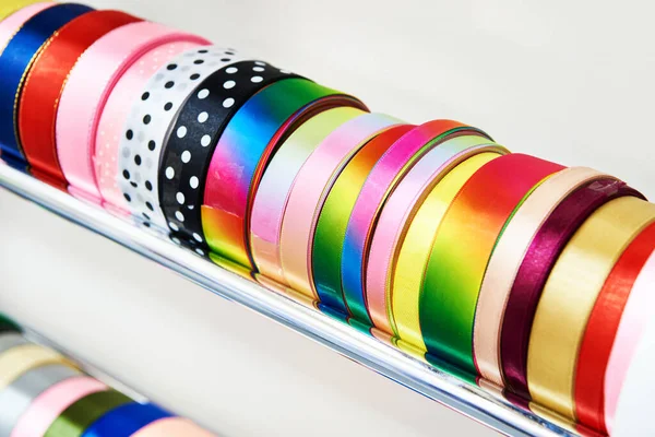 Multicolored Ribbons Braid Sewing Shop — Stock Photo, Image