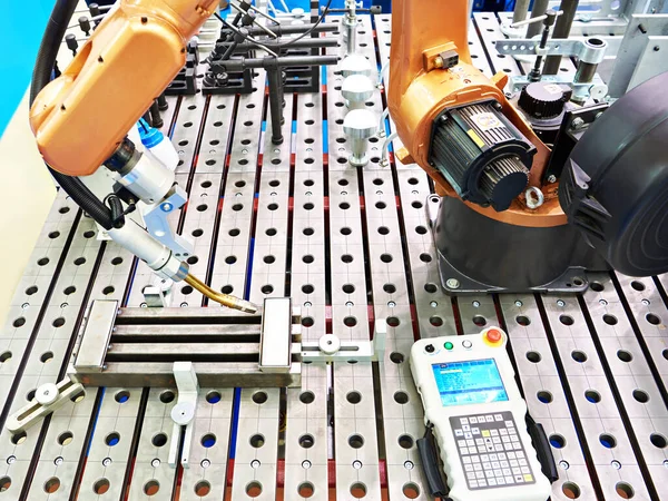 Endüstri Metal Parçası Için Kaynak Robotik Kol Manipülatörü — Stok fotoğraf
