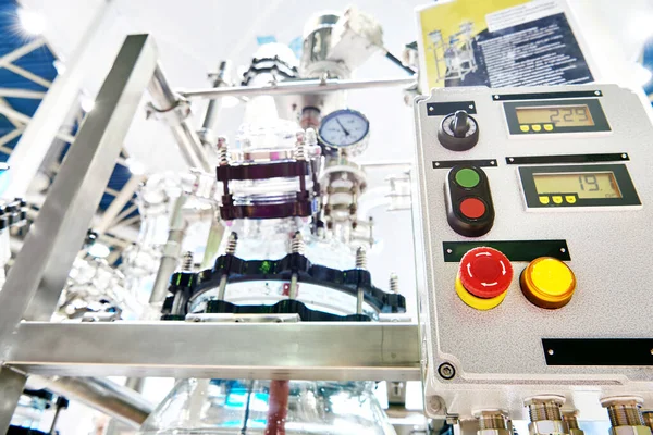 Biotechnológia Gyógyszerészet Tudományos Mérés Alkatrész Teljesítmény Panel Manométer Ellenőrzés Reaktor — Stock Fotó