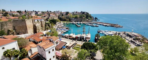 Schiffe Boote Und Yachten Hafen Der Türkischen Stadt Antalya — Stockfoto