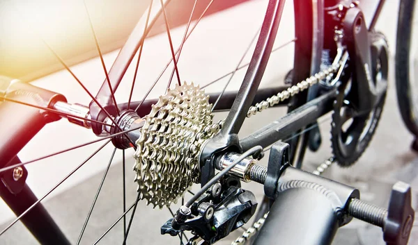Задние Звездочки Цепным Спортивным Велосипедом — стоковое фото