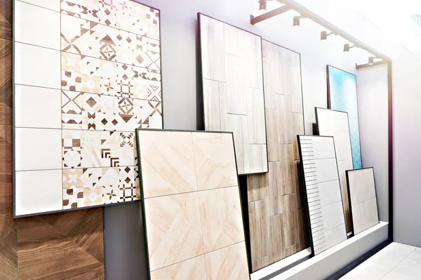 Large size ceramic tile collection in hardware store