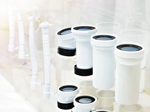 Escorra Tubos Plástico Para Sanitários Vasos Sanitários Pias Loja — Fotografia de Stock