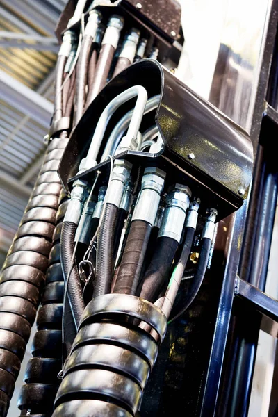 stock image Hydraulic hoses on an industrial machine