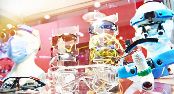 Dental Medical Glasses Binocular Lenses Store Exhibition — Stock Photo, Image