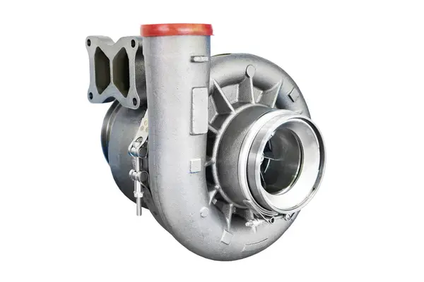 Turbocompressor Metal Industrial Parte Motor Isolado Fundo Branco — Fotografia de Stock