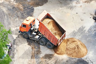 Truck dump truck with sand clipart