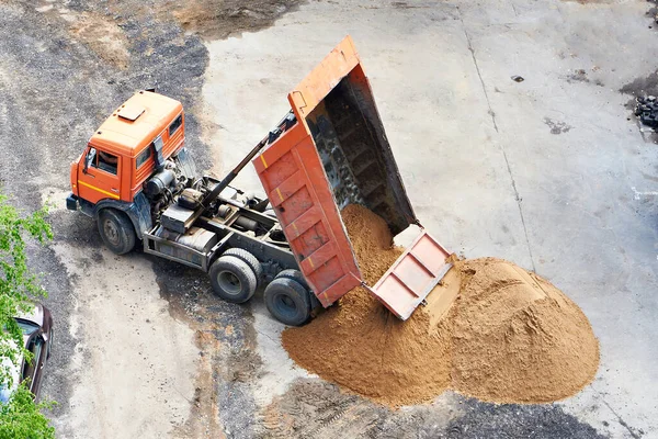 Truck dump truck with sand