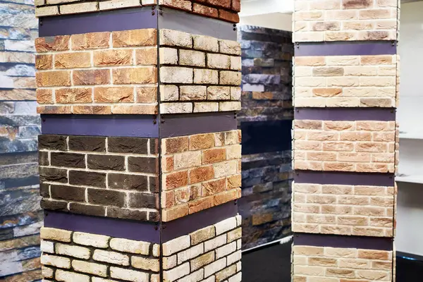Samples of brick decorative wall panel on store exhibition
