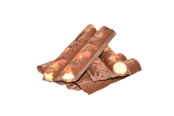 Barra Chocolate Isolado Fundo Branco — Fotografia de Stock
