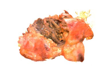Beyaz arkaplanda izole edilmiş et