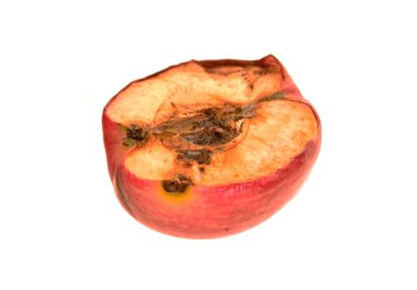 Çürük elma beyaz arkaplanda izole