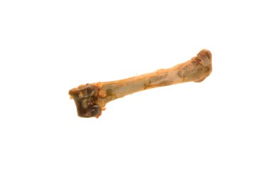 Beyaz arka planda izole edilmiş tavuk kemiği