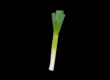 siyah arka plan üzerine izole yeşil soğan