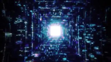 Neon dijital sayı tünelinden uç.