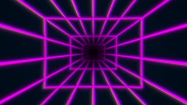 Canlı bir neon şebeke tüneli büyüleyici bir optik illüzyon yaratır. Dijital arka planlar veya modern sanat tasarımları için mükemmeldir..