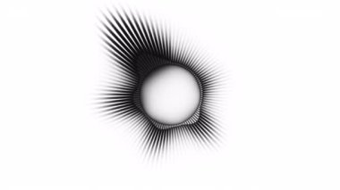 Beyaz, titreşen bir ışık halkası ile saf beyaz bir zemin üzerinde siyah bir kürenin temiz ve minimalist bir görüntüsü. Yüksek kontrastlı grafik stili bunu profesyonel için mükemmel bir seçim yapıyor.