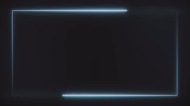 Bilgisayarın sanat, ticari ve ticari konsept hareket arkaplanı, siyah arka planda ekranın sınırında hareket eden iki mavi çizgi oluşturdu. Dijital dikişsiz döngü 3D canlandırmalı 4k