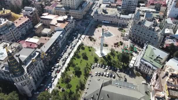 Camera Drone Flies Europe Square Batumi Georgia — Stock Video