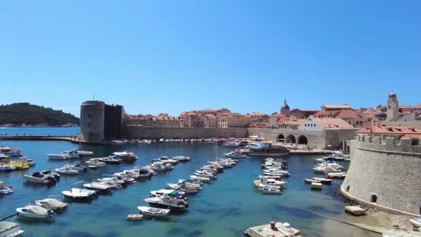 Ντουμπρόβνικ Κροατία Αυγούστου 2023 Παλιά Πόλη Και Λιμάνι — Αρχείο Βίντεο