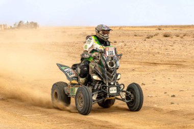 Al-Kharj, Saudi Arabia - January 10, 2023: Giovanni Enrico from Enrico Racing Team running Stage 9 of rally Dakar 2023 edition clipart