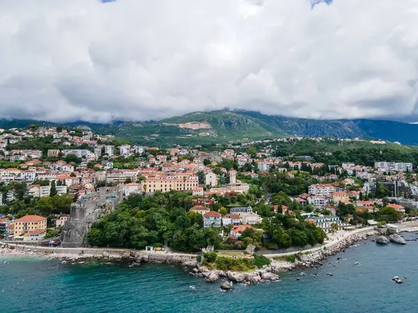 Herceg Novi, the Old Town ve Kotor Bay, Karadağ 'ın kuş bakışı görüntüsü