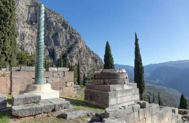 The Serpent Column in Delphi archaeological site, Greece
