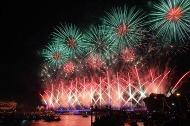 Fireworks in the night daytime.