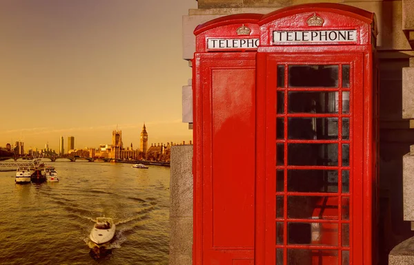 London Symbols Big Ben Red Phone Booths England — Stock Photo, Image