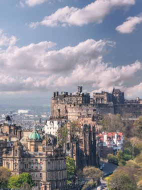 Panorama with Edinburgh Castle seen from Calton Hill, Scotland, UK clipart