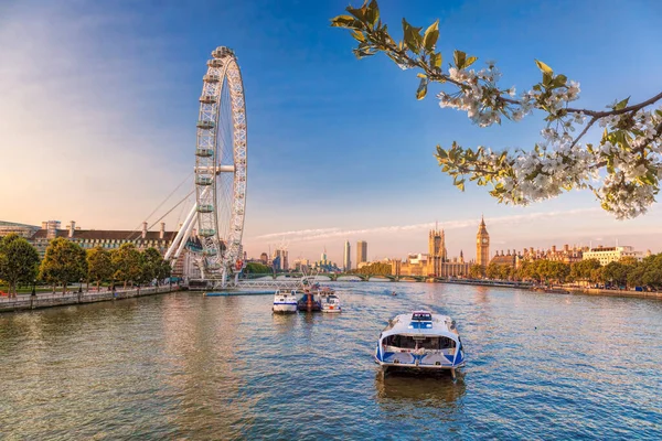 Soluppgång Med Big Ben Palace Westminster London Eye Westminster Bridge — Stockfoto