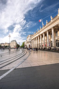 BORDEAUX, FRANCE - May03, 2023: Grand Theatre de Bordeaux Fransa 'nın Bordeaux şehrinin merkezinde bulunan bir ana tiyatrodur.