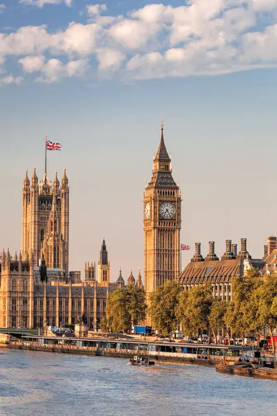 Beroemde Big Ben Met Brug Thames Rivier Londen Engeland Verenigd Stockfoto