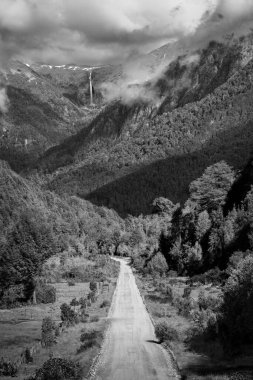 Road into Foggy Mountains in Southern Chile clipart