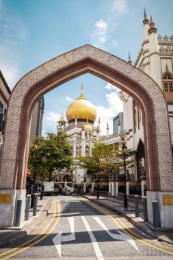 Bussorah Street with Sulta Mosque in Singapore clipart