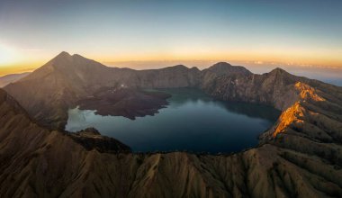 Mount Rinjani on Lombok in Indonesia clipart