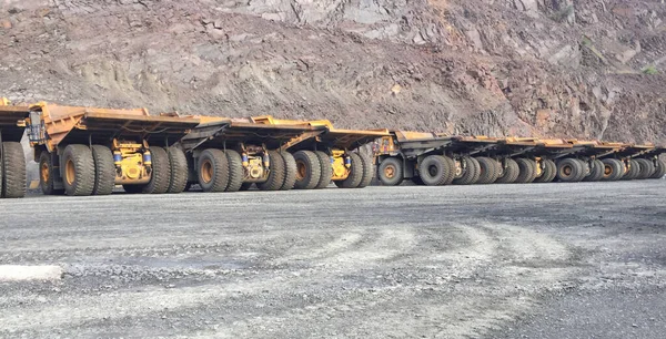 large mining trucks n the parking lot