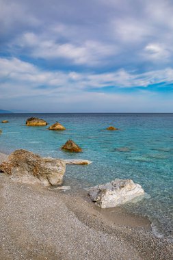 Yunanistan 'ın Skiathos adasındaki Lalaria plajı