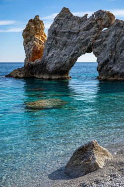 Yunanistan 'ın Skiathos adasındaki Lalaria plajı