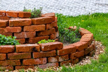 Brick circle for herbal garden