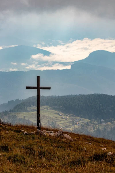 Stock image Cross up in the Alps mountains