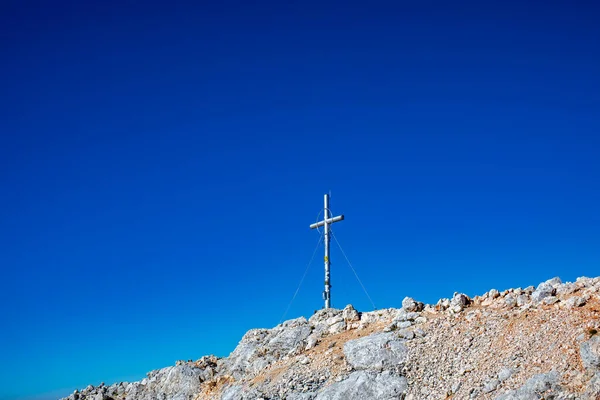 stock image Cross up in the Alps mountains