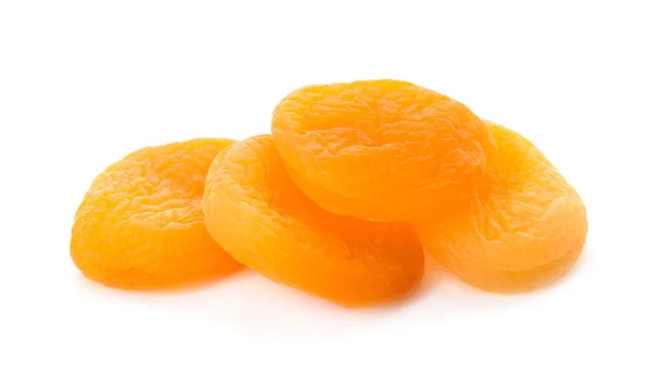 Pile Tasty Apricots White Background Dried Fruits — Stock Photo, Image
