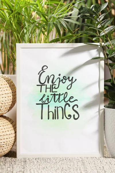 Frame Words Enjoy Little Things Houseplants Carpet — Stockfoto