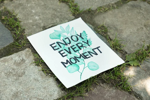 Kártya Kifejezéssel Élvezze Minden Pillanatban Földön — Stock Fotó
