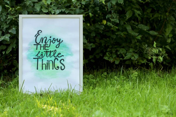 Plakat Mit Der Aufschrift Genießen Sie Die Kleinen Dinge Gras — Stockfoto