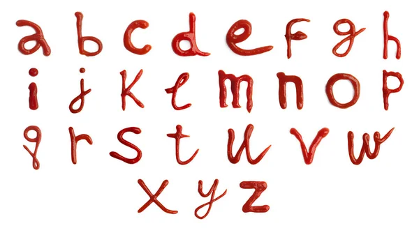Alphabet Made Ketchup White Background — Stock Photo, Image