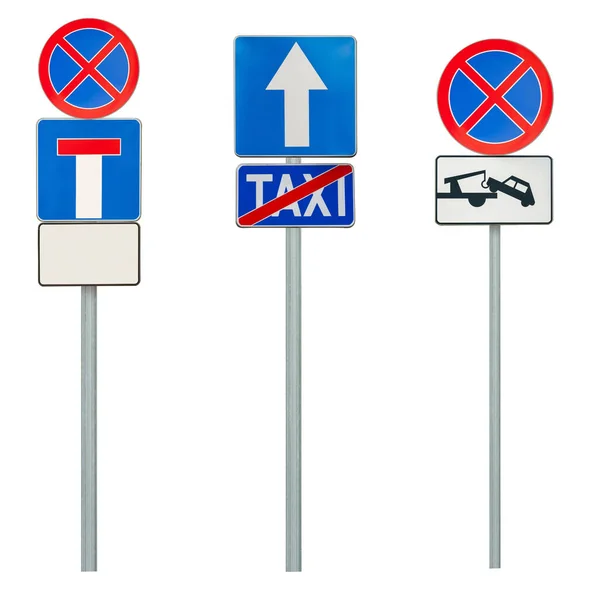 Set Different Road Signs Isolated White — Stock Photo, Image